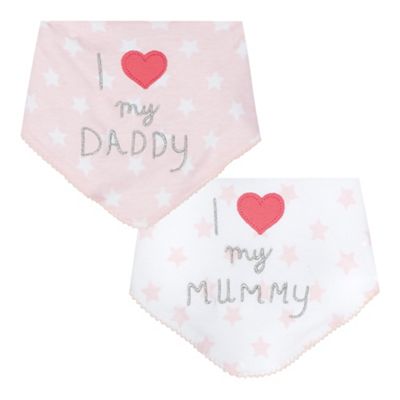 Pack of two baby girls' love applique bibs